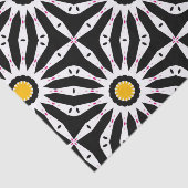 白黒と黄色のモザイクの幾何学的パターン 薄葉紙 (詳細)