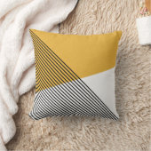 白黒と黄色の幾何学的シンプルアート クッション (ブランケット)