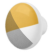 白黒と黄色の幾何学的シンプルアート セラミックノブ (右)