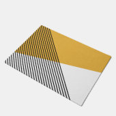 白黒と黄色の幾何学的シンプルアート ドアマット (アングル)