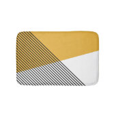 白黒と黄色の幾何学的シンプルアート バスマット (正面)