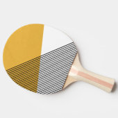 白黒と黄色の幾何学的シンプルアート 卓球ラケット (横)
