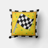 白黒なびく勝者市松模様に国旗（黄） クッション (裏面)