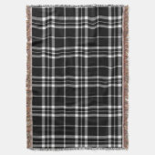 白黒によって編まれる格子縞のバッファローの点検の大きい格子縞 スローブランケット (正面縦)