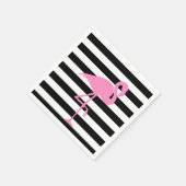 白黒にピンクのフラミンゴストライプの スタンダードカクテルナプキン (角)