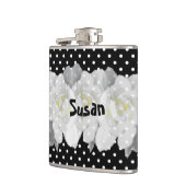 白黒に美しい白いクチナシの花 フラスク (左)