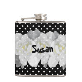 白黒に美しい白いクチナシの花 フラスク (正面)