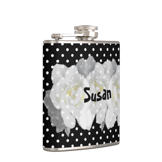 白黒に美しい白いクチナシの花 フラスク (右)