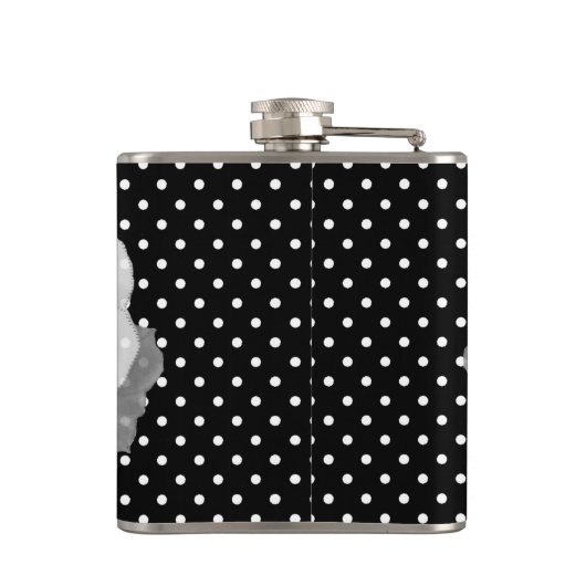 白黒に美しい白いクチナシの花 フラスク (裏面)