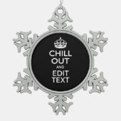 白黒に落ち着い保たクラウン スノーフレークピューターオーナメント (正面)