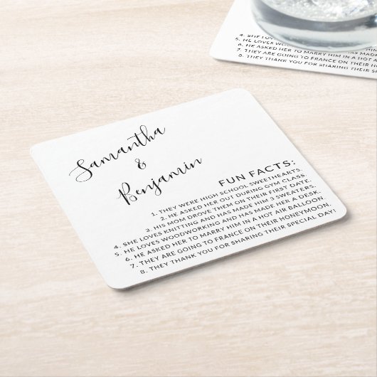 白黒のおもしろい·ファモダンクトのスクリプ結婚ト化 スクエアペーパーコースター (アングル)