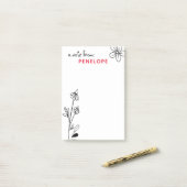 白黒のお洒落フローラ名 ポストイット (デスク上)