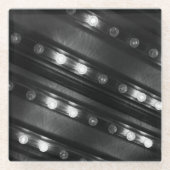 白黒のきらめきライト ガラスコースター (正面)