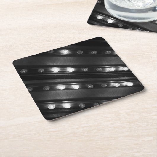 白黒のきらめきライト スクエアペーパーコースター (アングル)