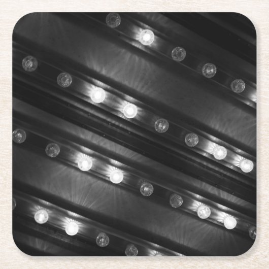 白黒のきらめきライト スクエアペーパーコースター (正面)