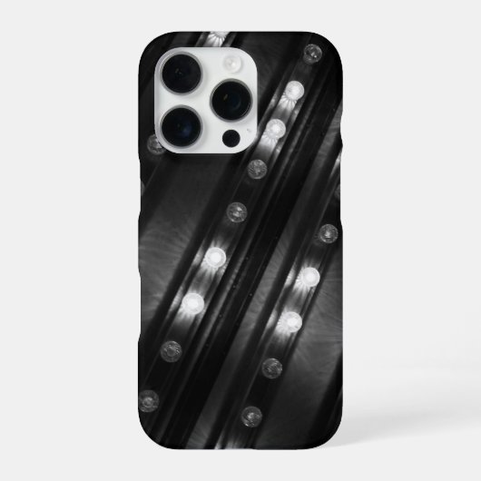 白黒のきらめくイルミネーション iPhoneケース (裏面)