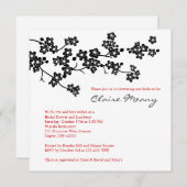 白黒のさくらんぼの花 招待状 (正面/裏面)