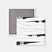 白黒のぞきミイラのハロウィンユーモア マグネット (正面/裏面)