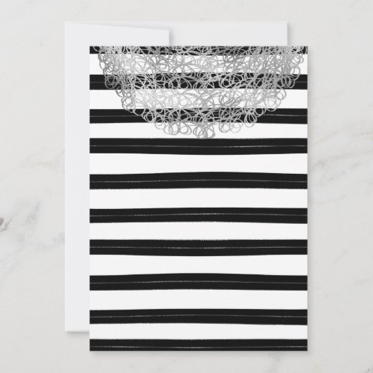 白黒のとストライプシルバーサークル招待状 招待状 (裏面)