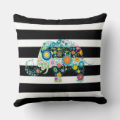 白黒のとストライプフローラゾウ クッション (裏面)