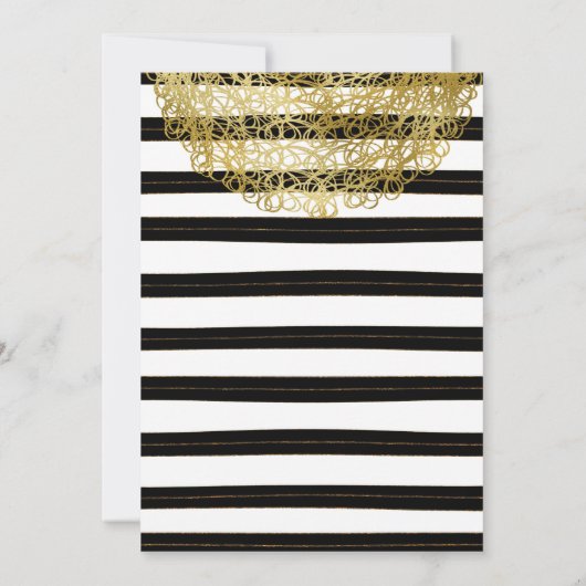 白黒のとストライプ金ゴールドサークルの招待状 招待状 (裏面)