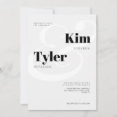 白黒のはっきりしたタイポグラフィ名結婚の数 招待状 (正面)