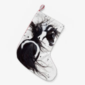 白黒のまだら馬のペンキの馬のクリスマスのストッキング スモールクリスマスストッキング (正面 (吊り時))