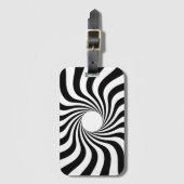 白黒のらせんプリント ラゲッジタグ (正面縦)