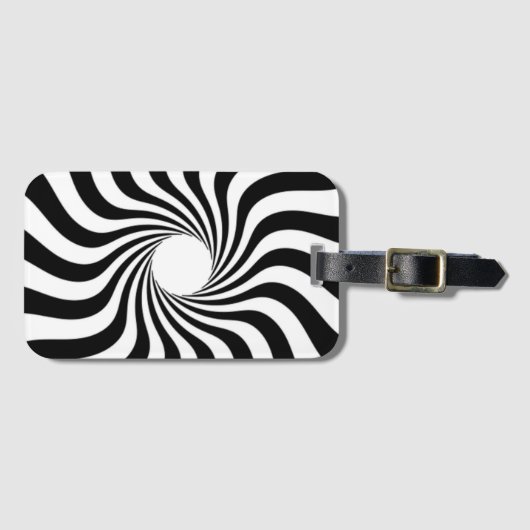 白黒のらせんプリント ラゲッジタグ (正面横)