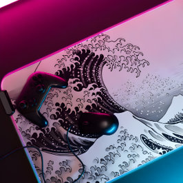 白黒のアウトライン素晴らしwave xxgaming デスクマット