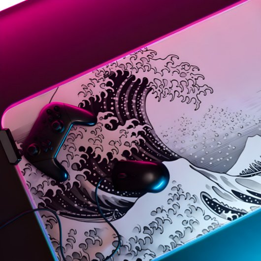 白黒のアウトライン素晴らしwave xxgaming デスクマット