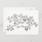 白黒のアスターペンとインクフラワー ポストカード (正面/裏面)