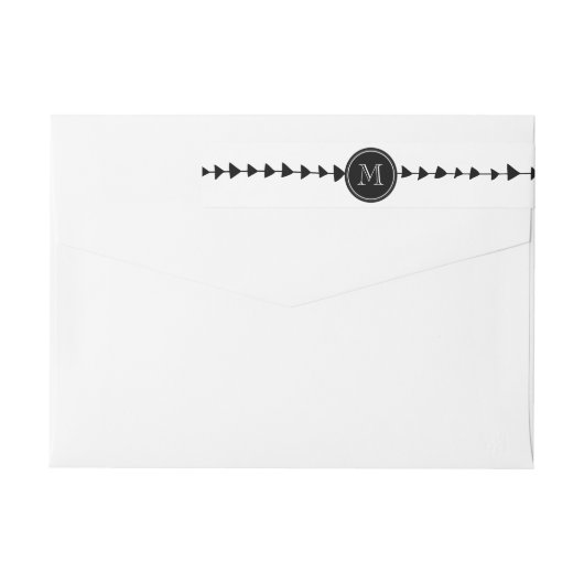 白黒のアステカな矢のモノグラム ラップアラウンドラベル (裏面)