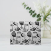 白黒のアトミック模様はがき ポストカード (スタンド正面)