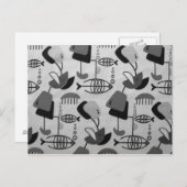 白黒のアトミック模様はがき ポストカード (正面/裏面)