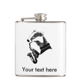 白黒のアナグマ遊のサクソフォン フラスク (正面)