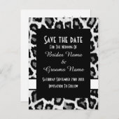 白黒のアニマルプリント保存日 案内ポストカード (正面/裏面)