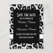 白黒のアニマルプリント保存日 案内ポストカード (正面)