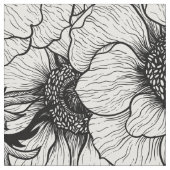 白黒のアネモネ庭園 ファブリック (クローズアップ)