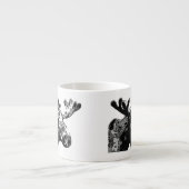 白黒のアメリカヘラジカのスケッチ エスプレッソカップ (正面)