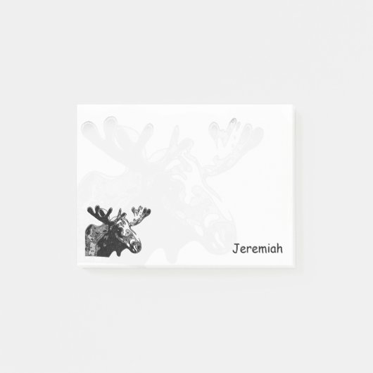 白黒のアメリカヘラジカ ポストイット (正面)