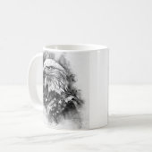 白黒のアメリカ国旗ハクトウワシ コーヒーマグカップ (正面左)