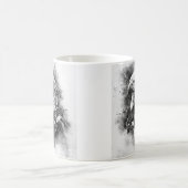 白黒のアメリカ国旗ハクトウワシ コーヒーマグカップ (中央)