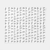 白黒のアメリカ手話アルファベット フリースブランケット (正面(横))