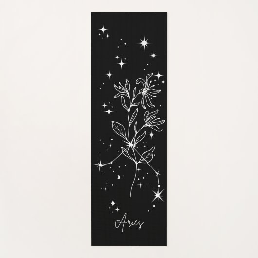 白黒のアリー〔占星術の〕十二宮図フローラ ヨガマット (正面)