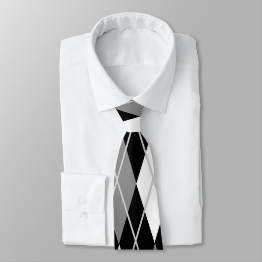 白黒のアーガイル柄のなタイ ネクタイ (タイ)