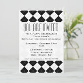 白黒のアーガイル柄の招待状 招待状 (スタンド正面)