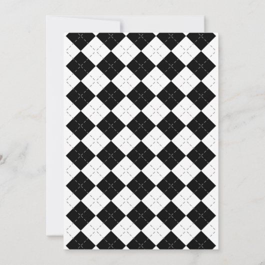 白黒のアーガイル柄の招待状 招待状 (裏面)
