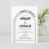 白黒のアーチ結婚ーのカップルのシャワー 招待状 (スタンド正面)