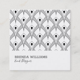白黒のアートデコパターン スクエア名刺